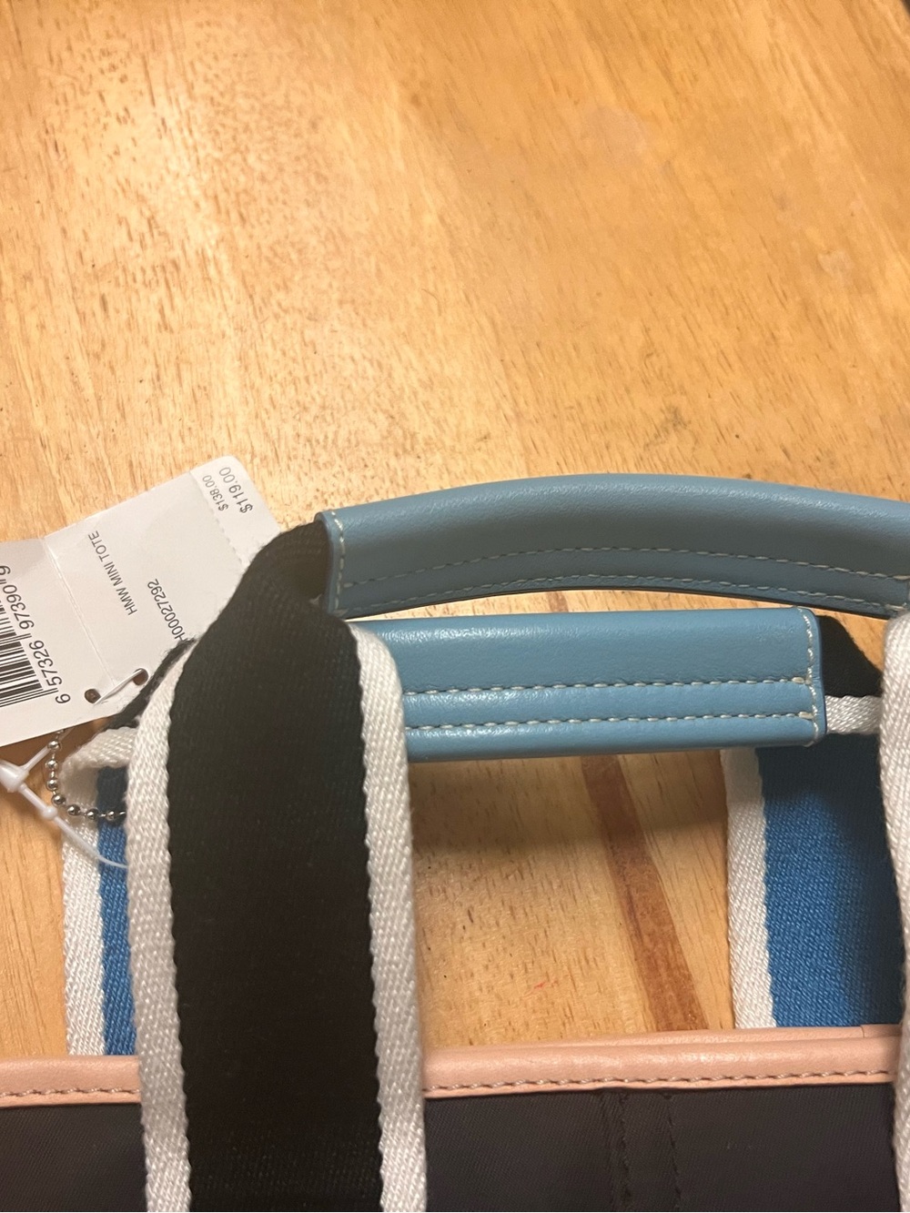 Coach Black Canvas Briefcase with Light Blue and Tan Trim - Picture 3 of 8